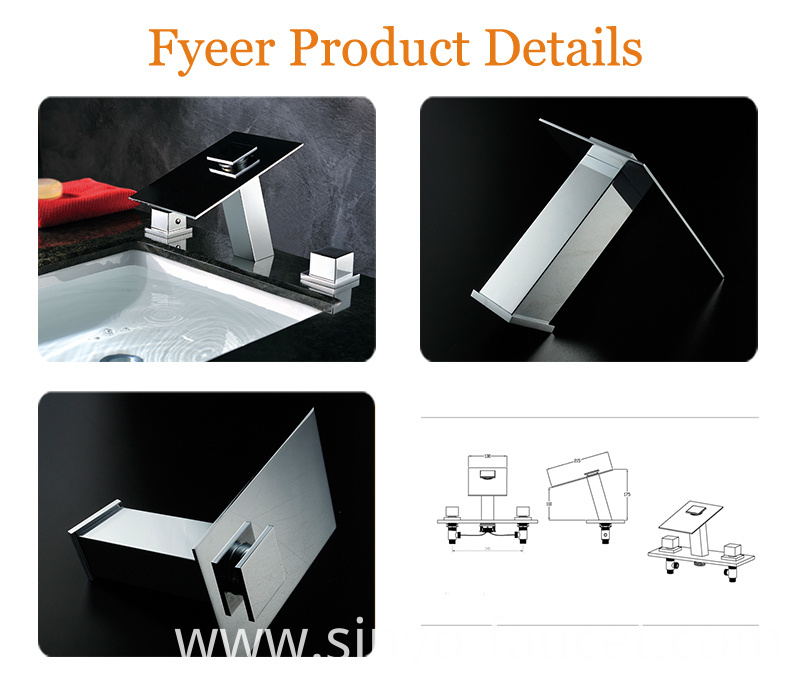 China Hydraulic 3 Color Double Handle Brass LED Basin Tap (FD15102F)